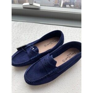 NWT Enzo Tesoti Blue Suede Loafers Size 40